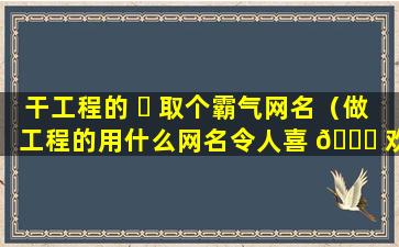 干工程的 ☘ 取个霸气网名（做工程的用什么网名令人喜 🐋 欢）